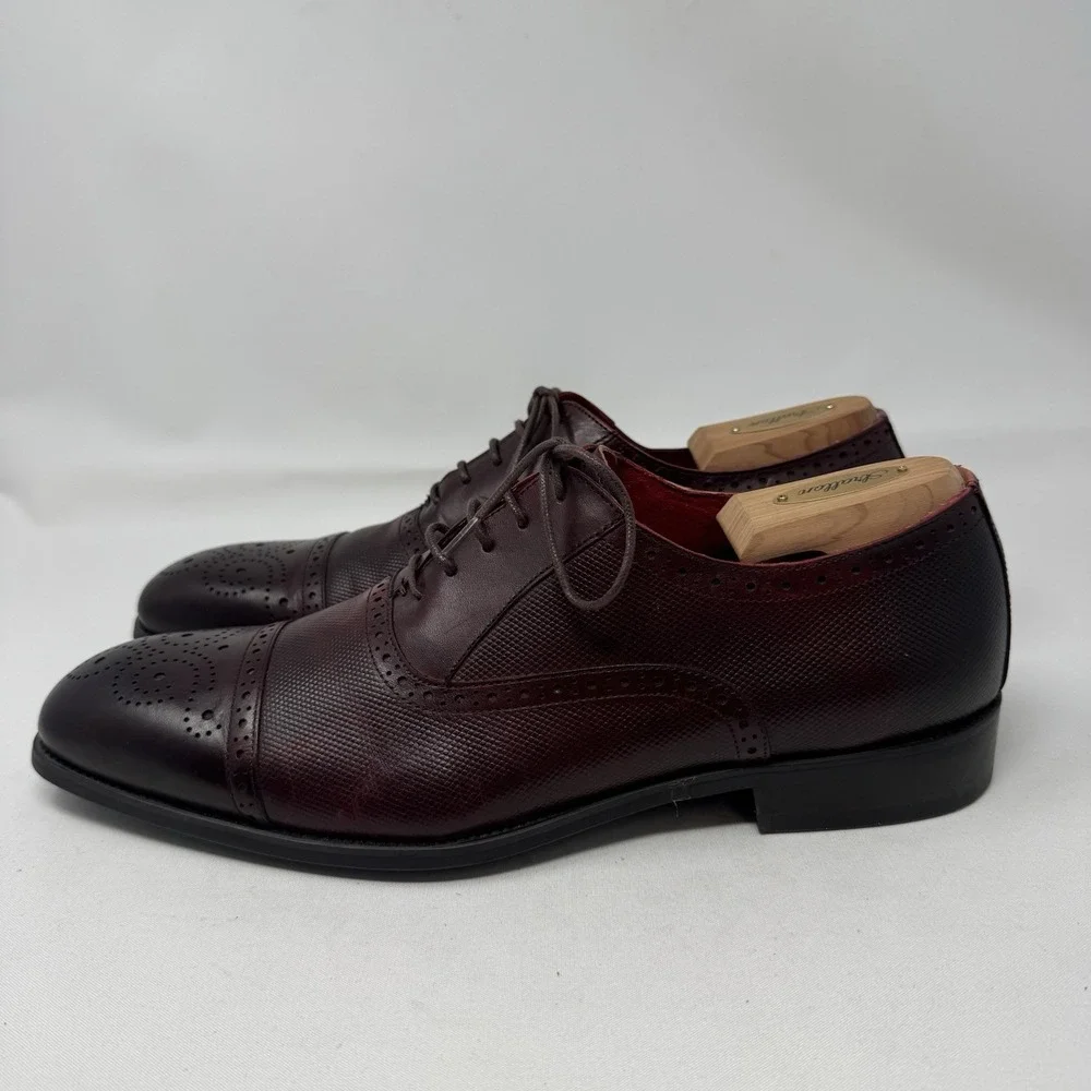 Moretti Black Label‎ Oxford Dress Shoes Men 12 Burgundy Cap Toe Leather